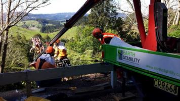 Drilling Anchors To Road Underslip With Hiab Mounted Drill